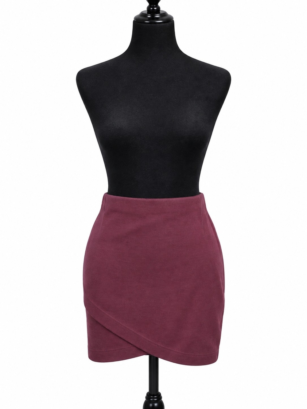 SO Women’s S Burgundy Wine Wrap Front Asymmetrical Mini Skirt